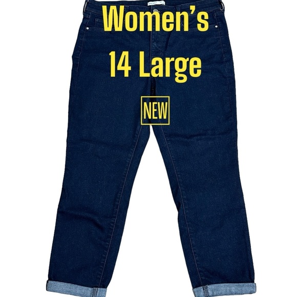 Ladies Nine West 14 Large Crop Ankle Rolled Hem Jeans Skinny Dark Wash Navy Blue - Picture 2 of 10